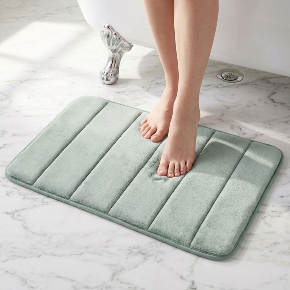 Non Slip Thick Soft Quick Dry Skid Absorbent Bathroom Rug 16" x 24" Grey